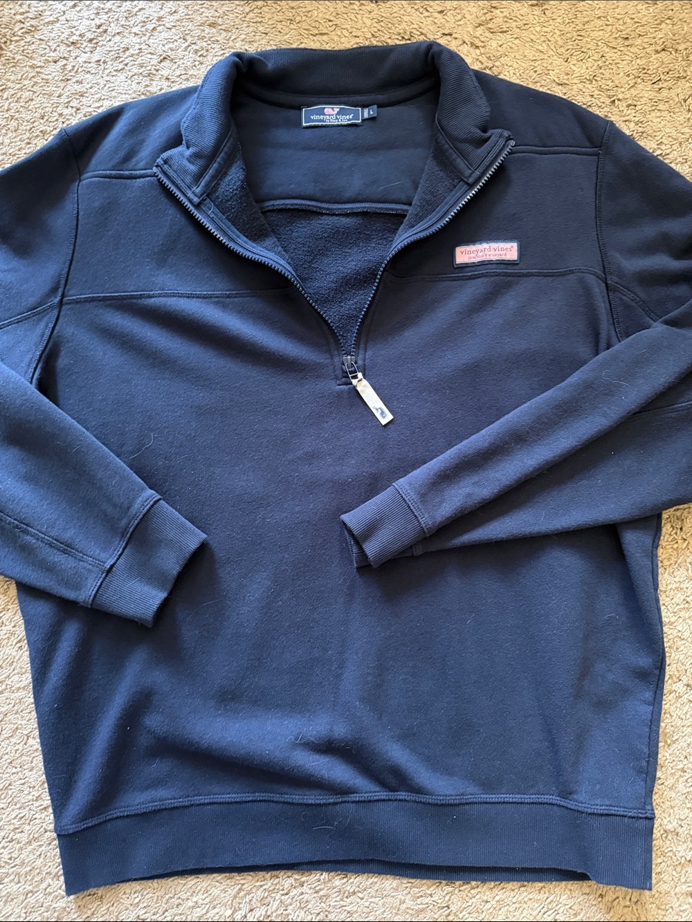 Vineyard Vines Men’s Large Navy Quarter-Zip 3/4 Pullover Sweater